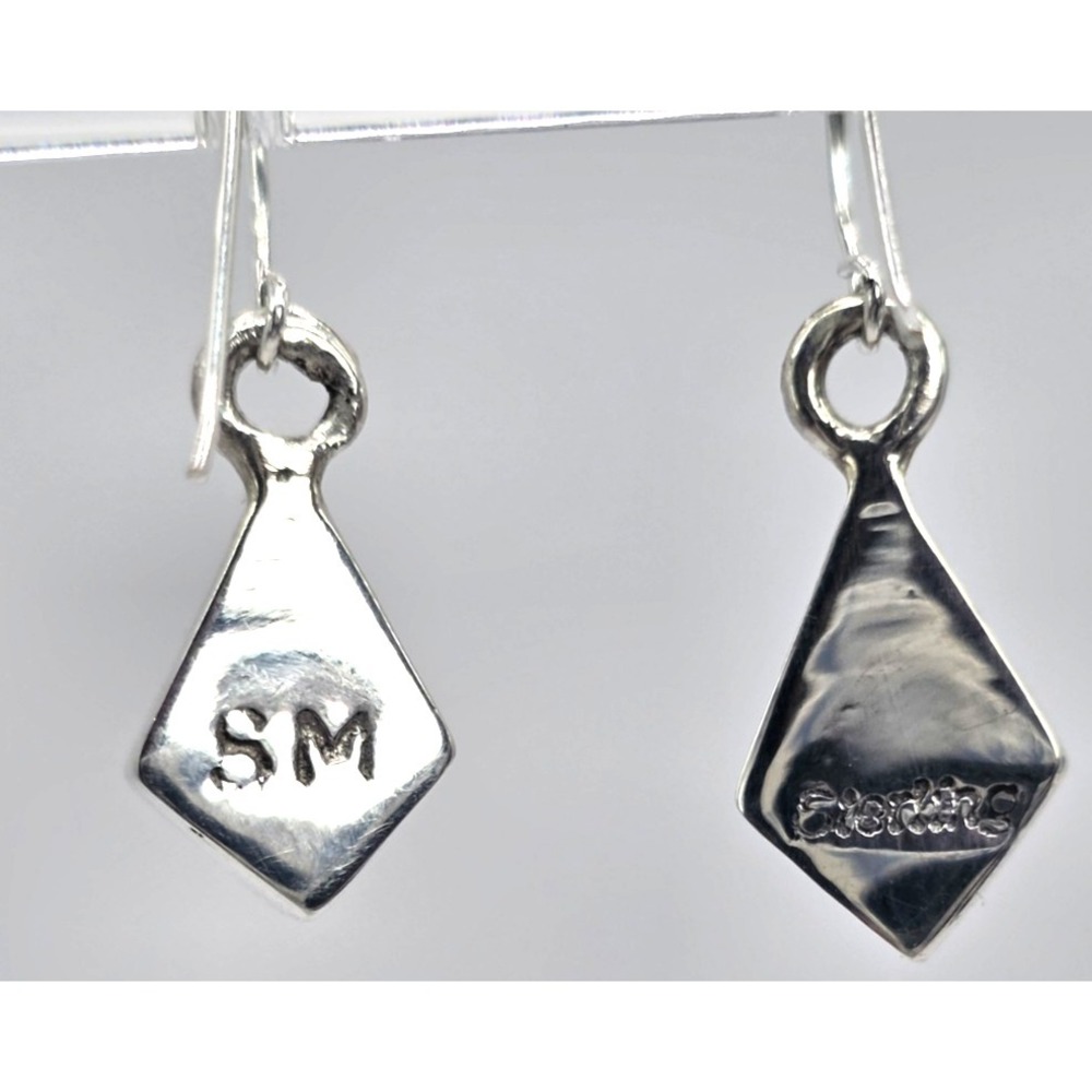 Multi-Gemstone Dangle Earrings Diamond Opal Onyx Handmade Sterling Silver 925 - Picture 6 of 10
